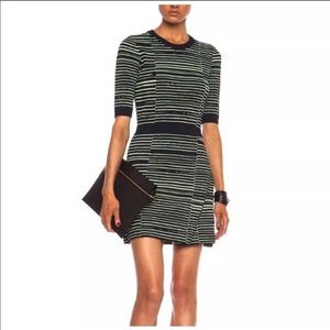 A.L.C. Culver Navy and Green Stripe Knit Dress